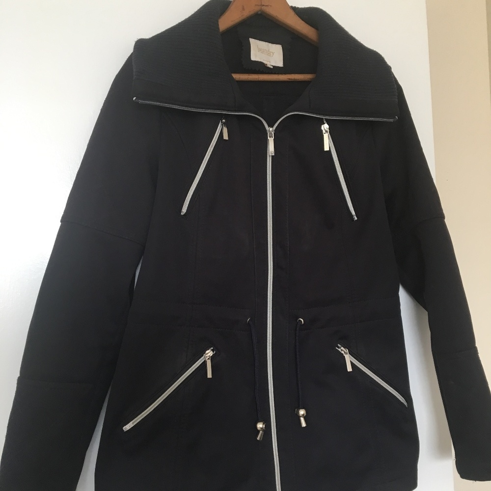 LAUNDRY Navy Blue Anorak Fleece Lined Spring Jacket Coat Sz S